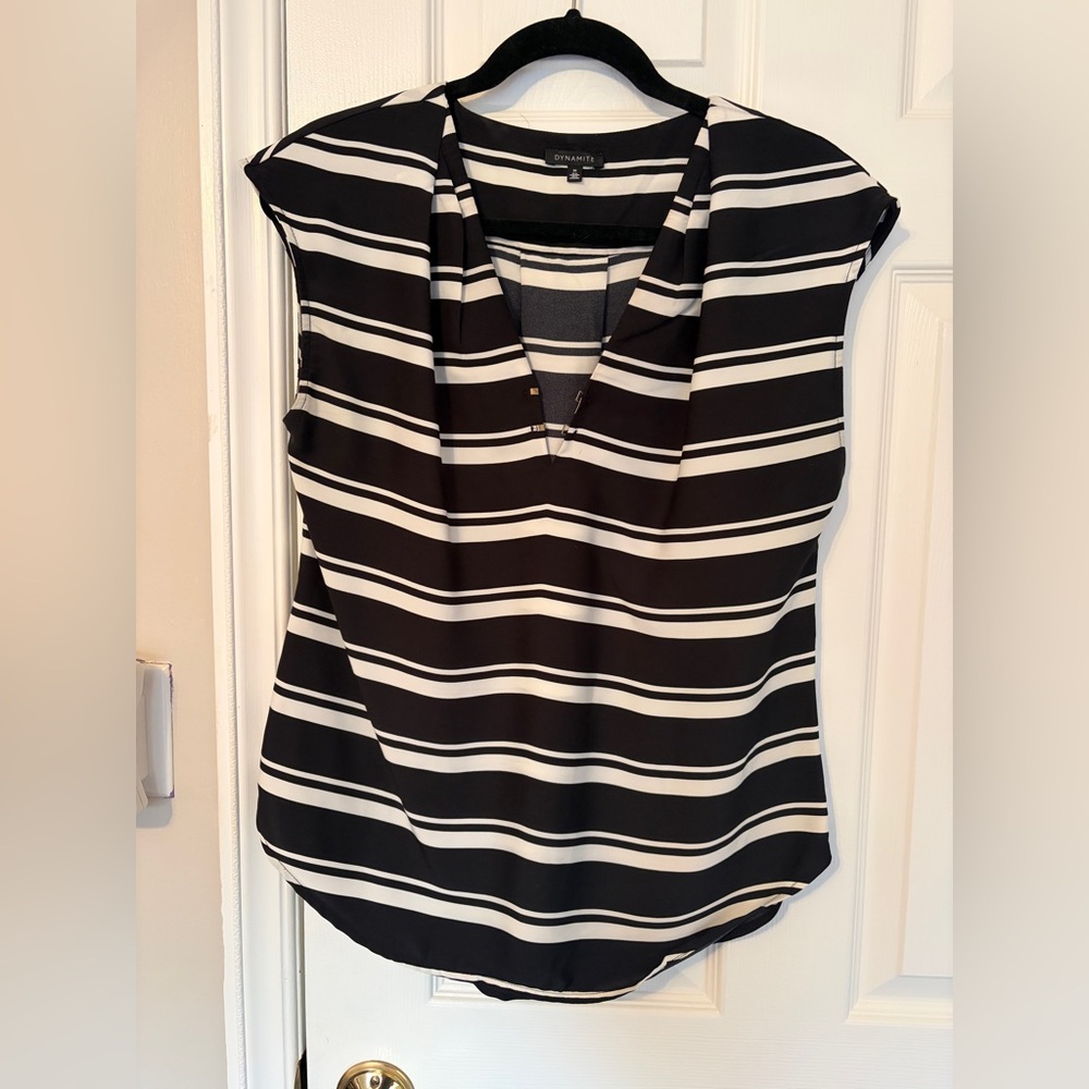 Dynamite Black and White Striped Blouse